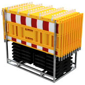 SET | with 20 panel fences | and 21 base plates | on multi-pallet | with lamp adapter | with red/white foil, type RA2/B | type of barrier NOX yellow